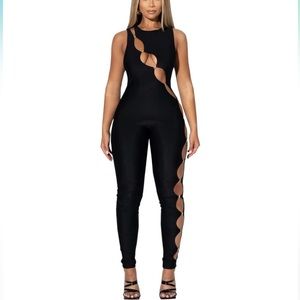 Women’s Black Cutout Sexy Jumpsuit One Piece Outfit Size Medium